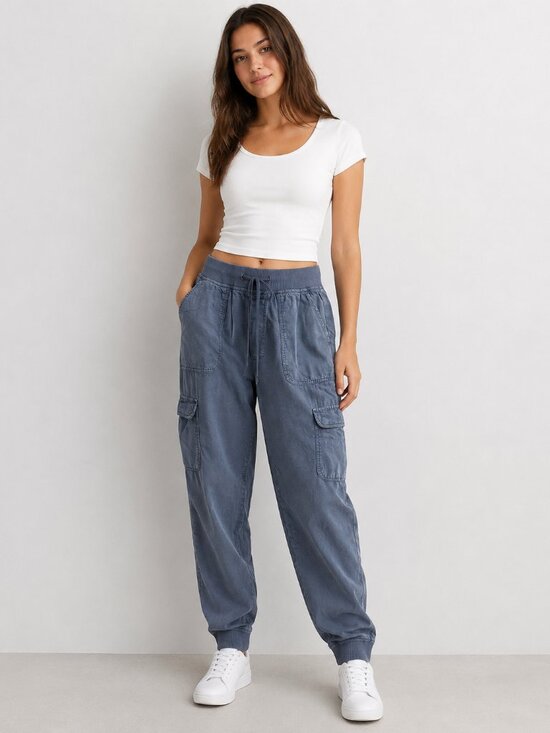American Eagle Outfitters Pants - American Eagle Outfitters Slate Blue Cargo Jogger Drawstring Pants Size Medium